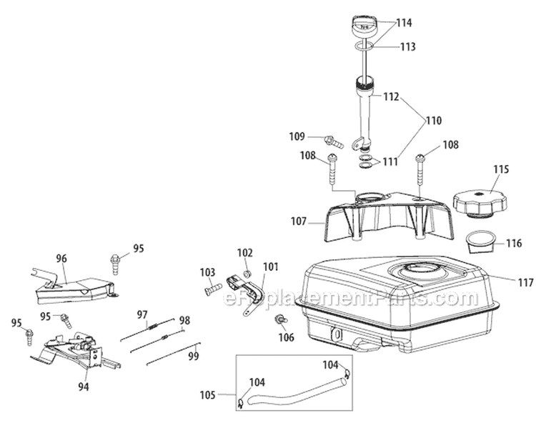 Fuel Tank and Mounting Diagram and Parts List for 31AS63EE701 2012 Yard Man Snow Blower